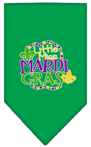 Miss Mardi Gras Screen Print Mardi Gras Bandana Emerald Green Large
